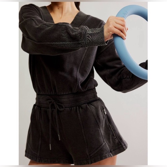 Free People FP Movement NWT Intercept Romper Black Washed Black Small - Picture 8 of 12